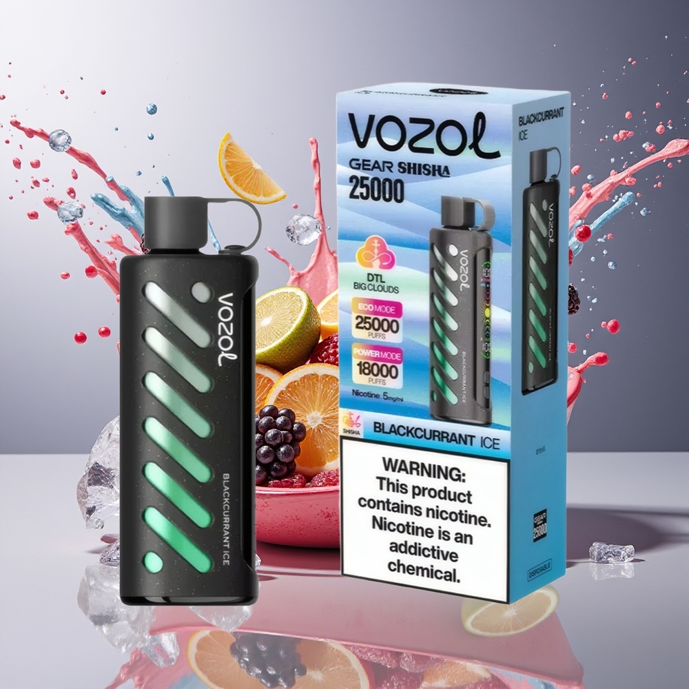 VOZOL Gear Shisha Finland tukku 25000 Tupakkaa 30 Herkullista makua Dual Mesh Dual Modes Mustaherukkajää