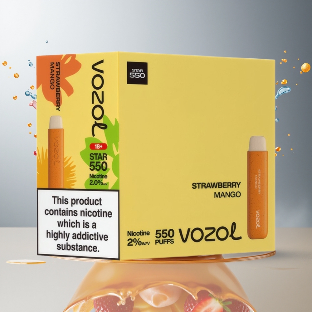 Finland tukku VOZOL STAR 550 Kertakäyttöinen Vape - 30% Biodegradable Materiaalit, Irrotettava Akku, 550 Tuhkau