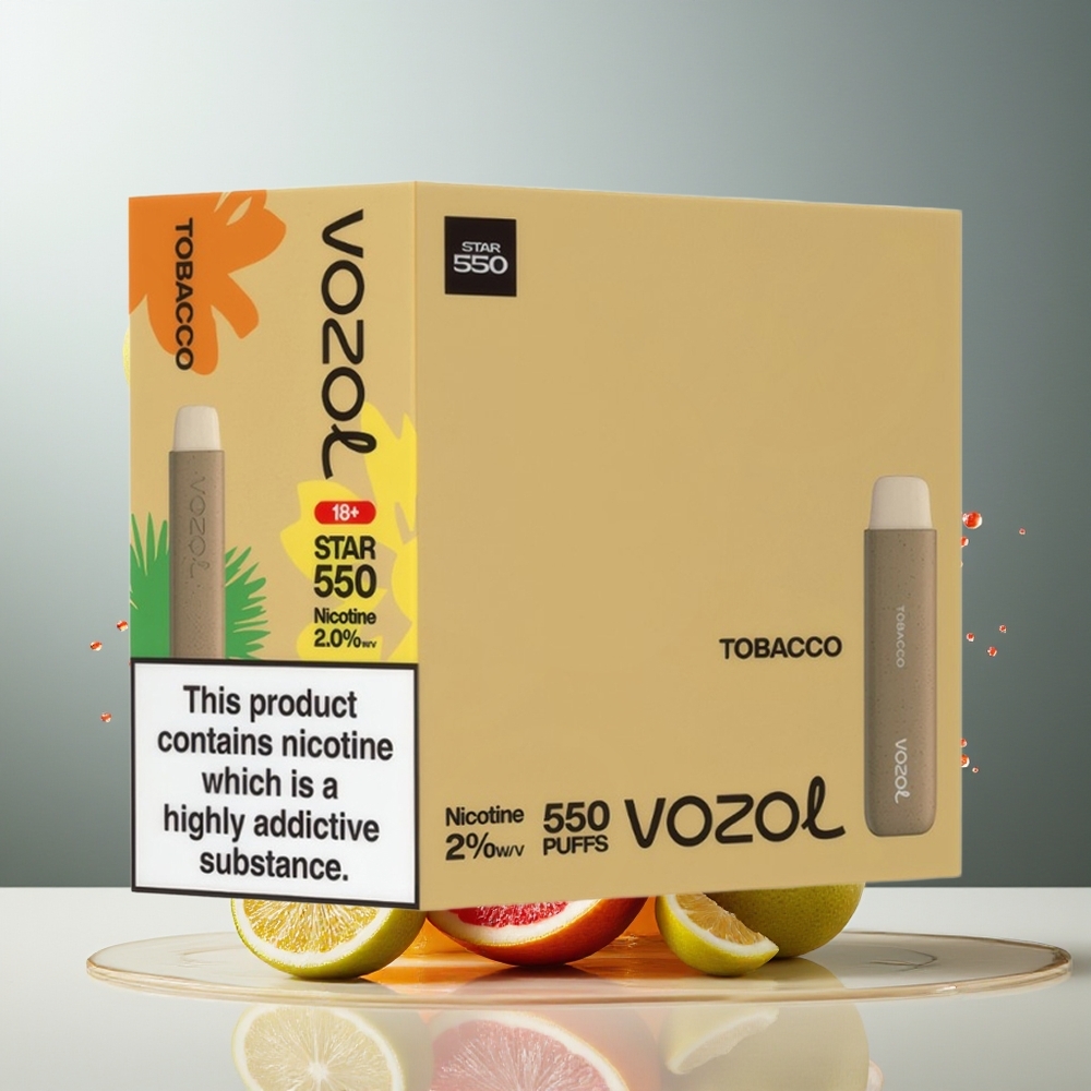 Finland tukku VOZOL STAR 550 Kertakäyttöinen Vape - 30% Hajottuvia Materiaaleja, 2ML & 450mAh, Jopa 550 Puffia