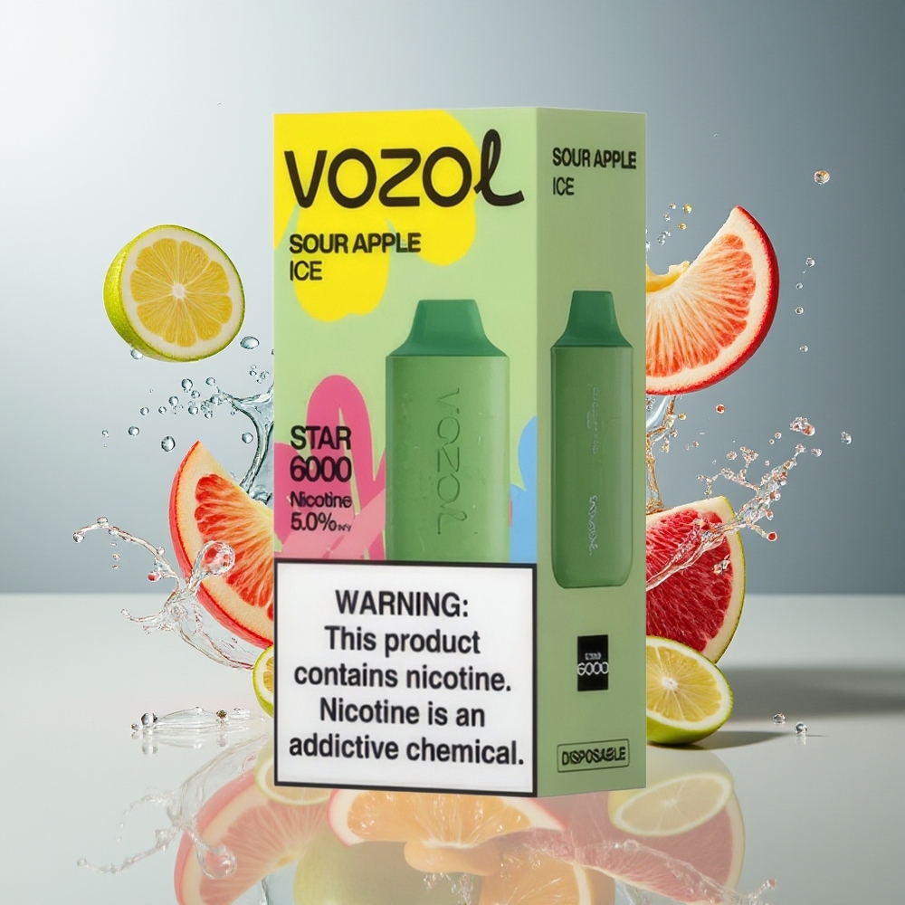 Finland tukku VOZOL STAR 6000 Kertakäyttöinen Vape - 65 % PCR-materiaalia, 6000 savutusta, Type-C-lataus
