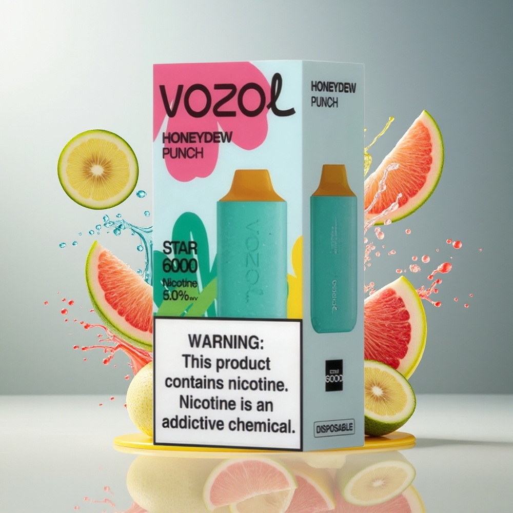 Finland tukku VOZOL STAR 6000 Kertakäyttöinen Vape - 65% PCR-materiaalia, 6000 tuhlausta, Type-C-lataus
