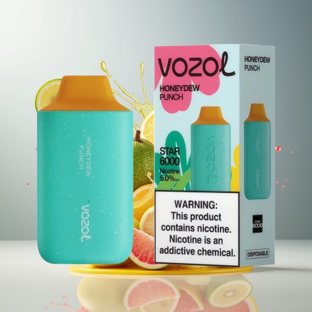Finland tukku VOZOL STAR 6000 Kertakäyttöinen Vape - 65% PCR-materiaalia, 6000 tuhlausta, Type-C-lataus