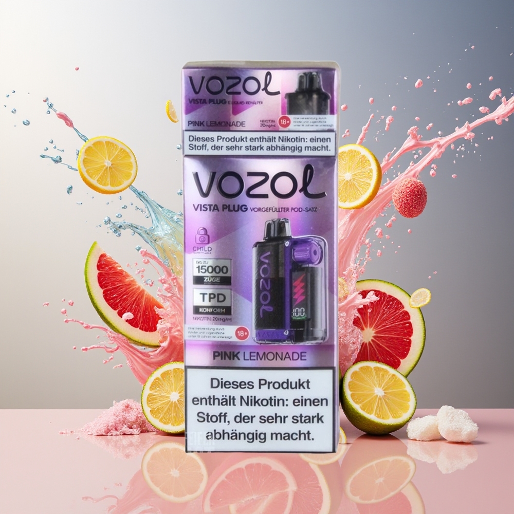 Finland tukku VOZOL VISTA PLUG 6000/10000 Kertakäyttöinen Vape - 26 Herkullista Makua, 650mAh Akku Vaaleanpunainen Limonadi